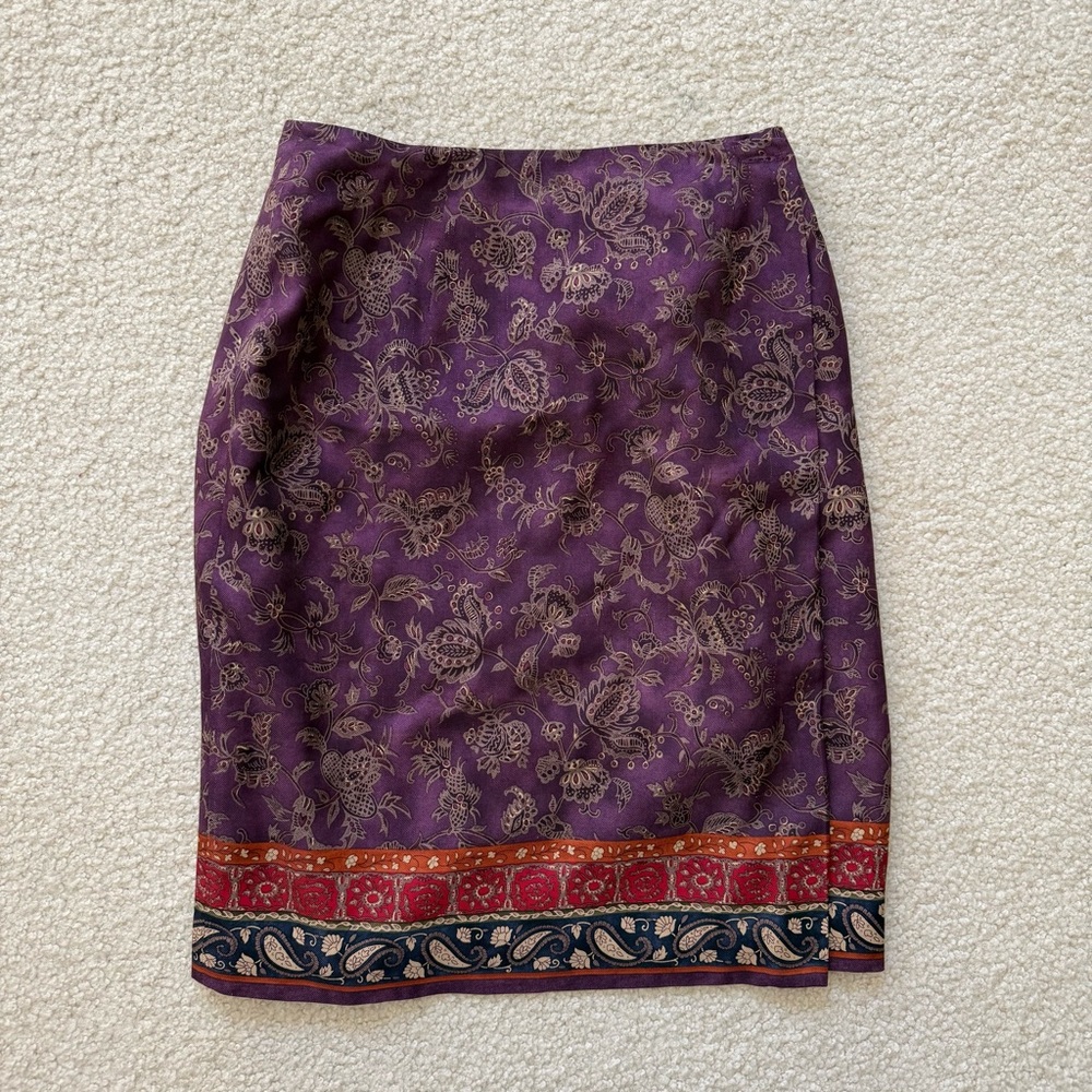 Vintage Talbots silk paisley petite pencil skirt
